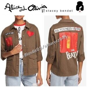 Alice + Olivia x Beatles “Charline” military patch jacket S